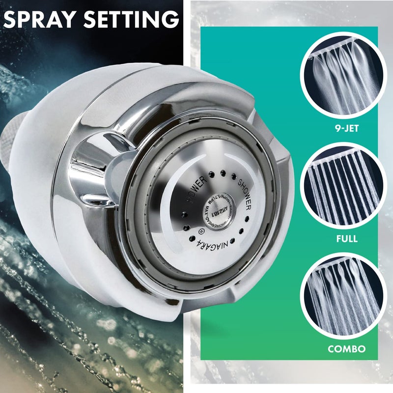 Niagara Conservation Earth Showerhead - Niagara Conservation | Energy & Water Saving Showerhead (2.0 GPM) High-Efficiency 3-Spray Chrome Fixed Shower Head (N2920CH) - Image 4